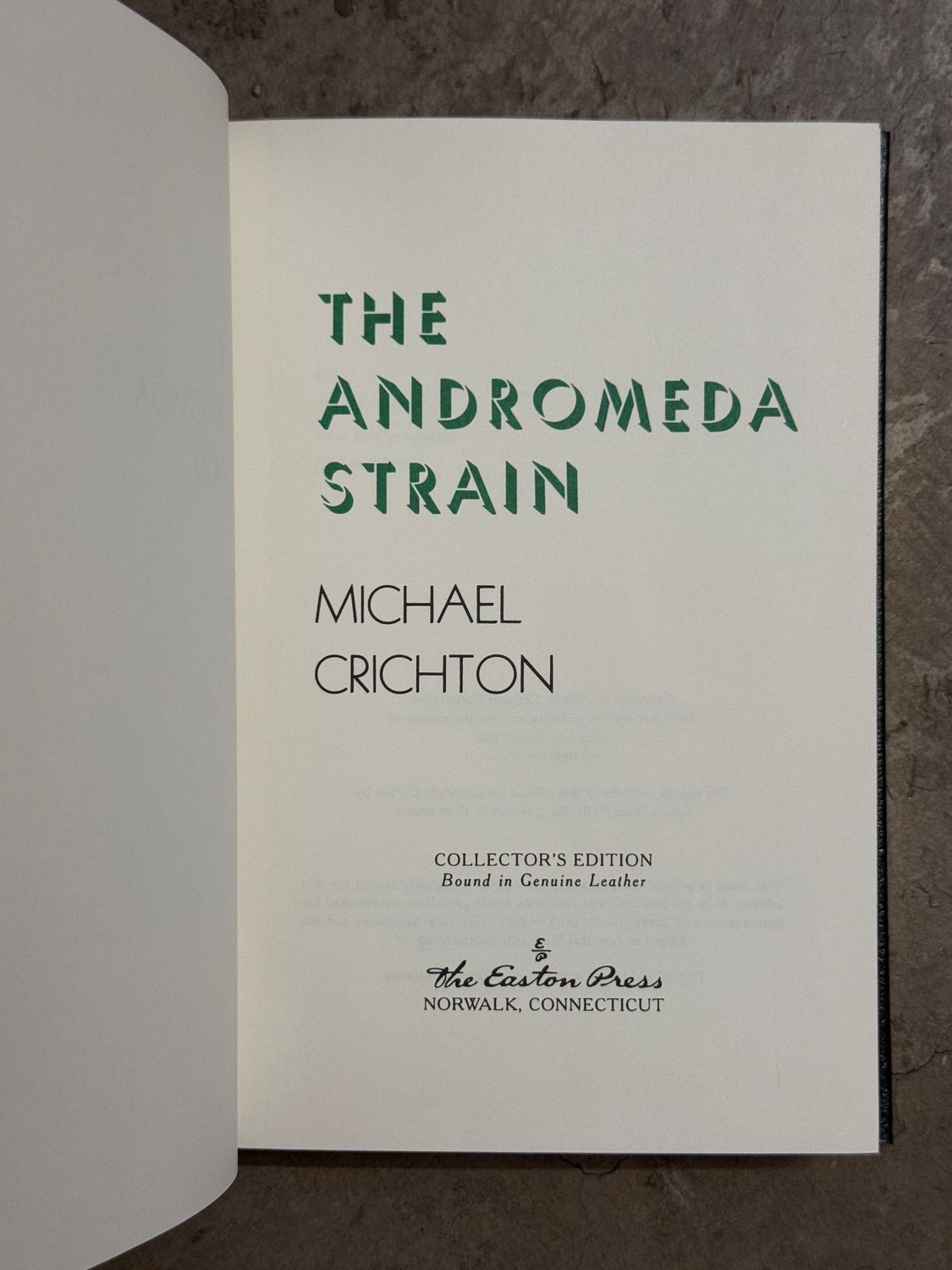 The Andromeda Strain by Michael Crichton (Easton Press Signed Limited Edition)