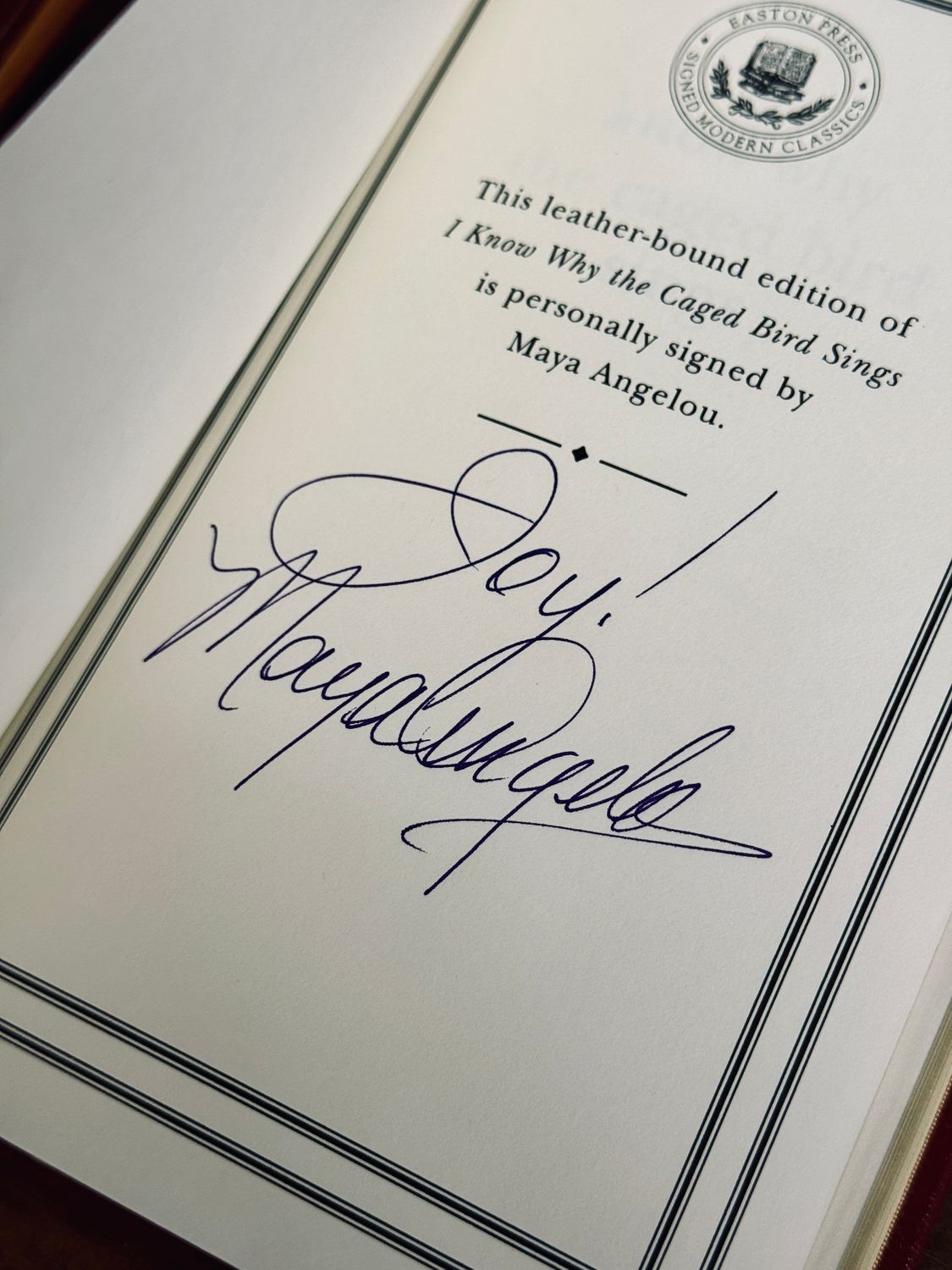 I Know Why the Caged Bird Sings by Maya Angelou (Easton Press Signed Limited Edition)