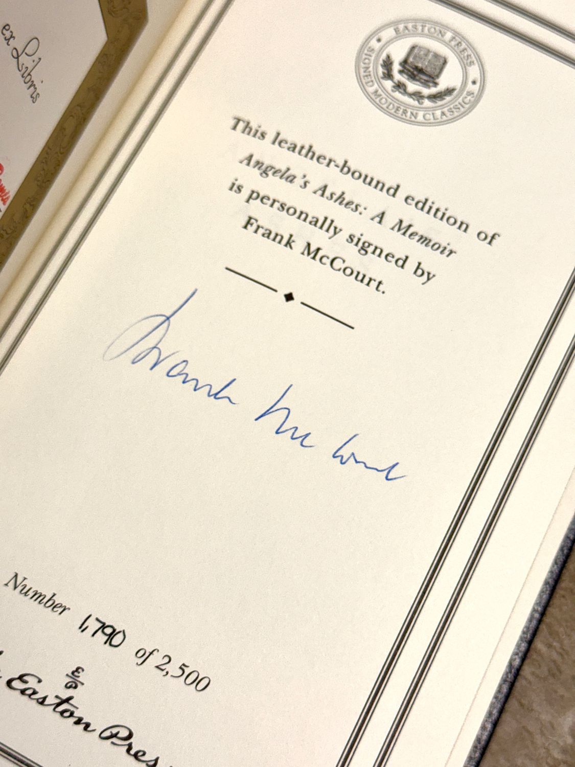 Angela’s Ashes by Frank McCourt (Easton Press Signed Limited Edition)