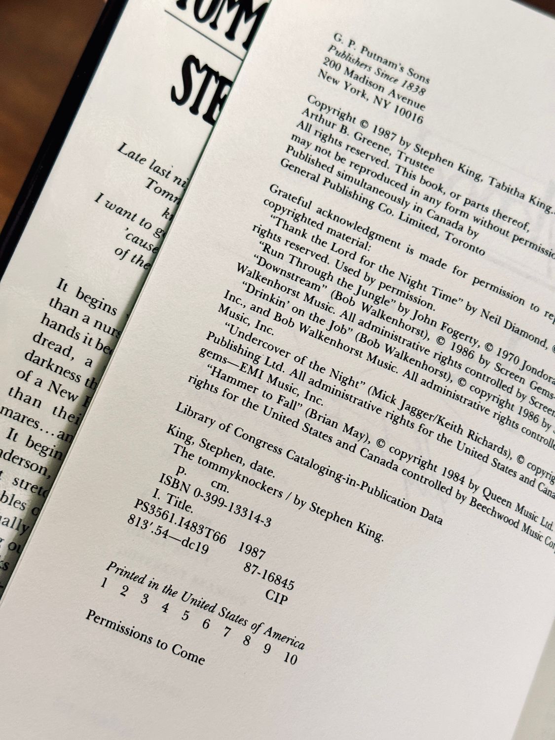 Signed First Edition The Tommyknockers – Stephen King (1987) | Bangor-Era Signature | Provenance