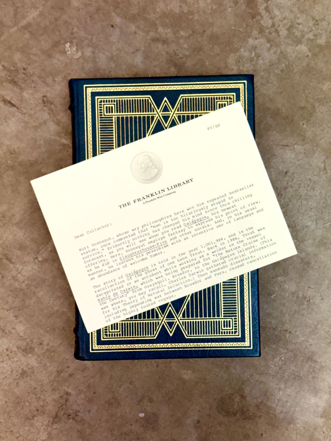 Galápagos by Kurt Vonnegut (Franklin Library Signed First Edition)