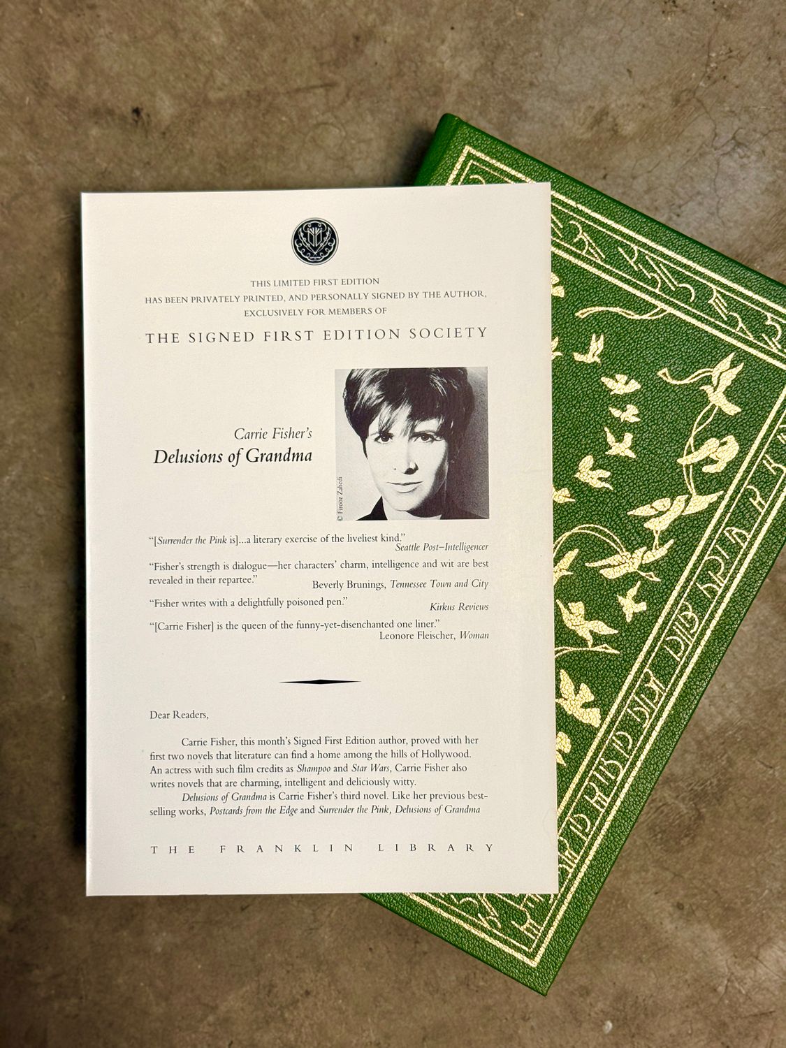 Delusions of Grandma by Carrie Fisher (Franklin Library Signed First Edition Society)