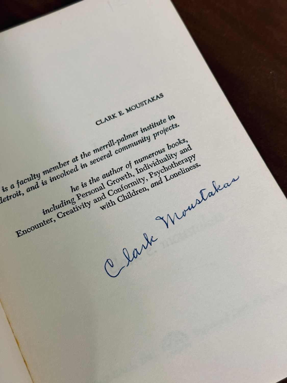 Loneliness and Love by Clark E. Moustakas (Signed Paperback Edition)