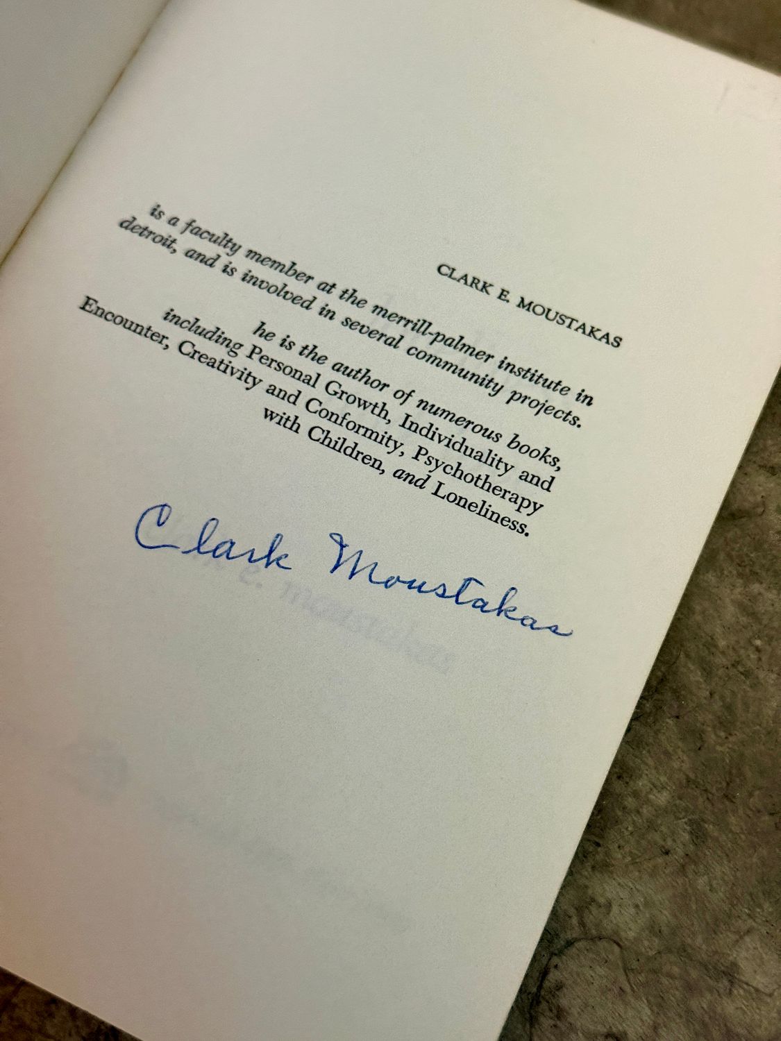 Loneliness and Love by Clark E. Moustakas (Signed Paperback Edition)