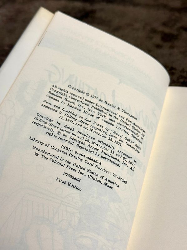 Fear and Loathing in Las Vegas by Hunter S. Thompson (First Edition, First Printing, 1971)