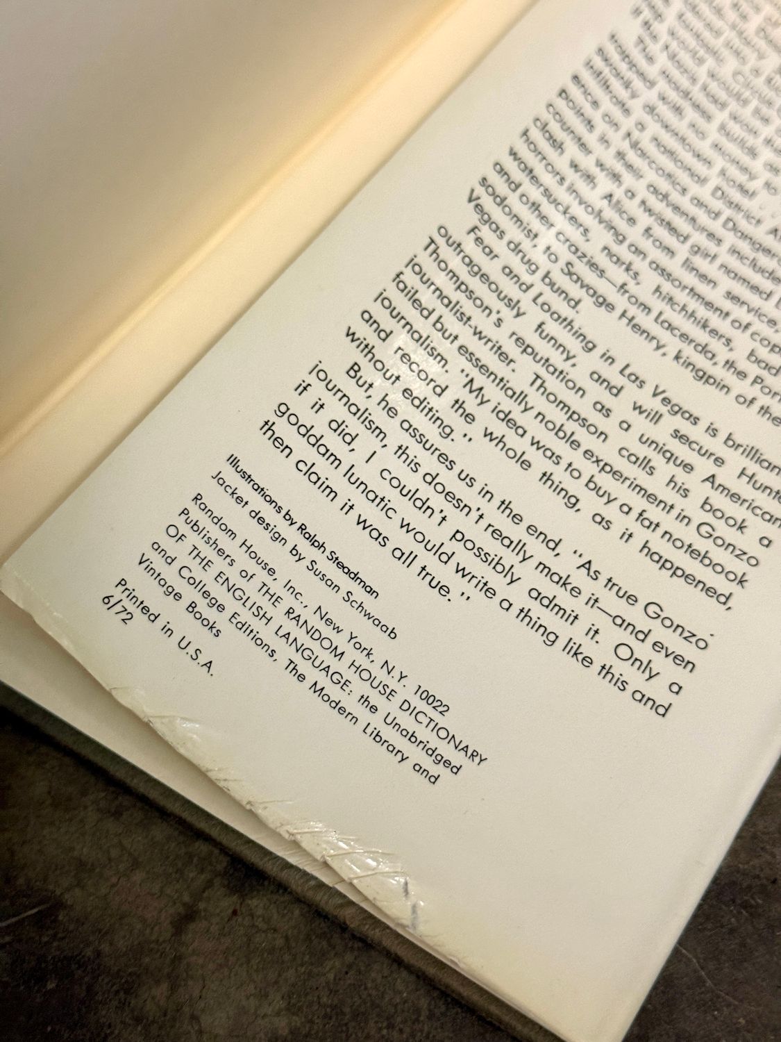 Fear and Loathing in Las Vegas by Hunter S. Thompson (First Edition, First Printing, 1971)