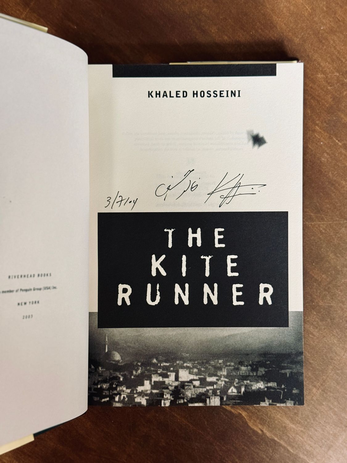 The Kite Runner by Khaled Hosseini (Signed &amp; Dated, Seventh Printing, 2003)