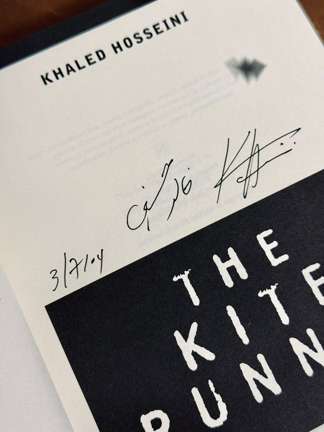 The Kite Runner by Khaled Hosseini (Signed &amp; Dated, Seventh Printing, 2003)