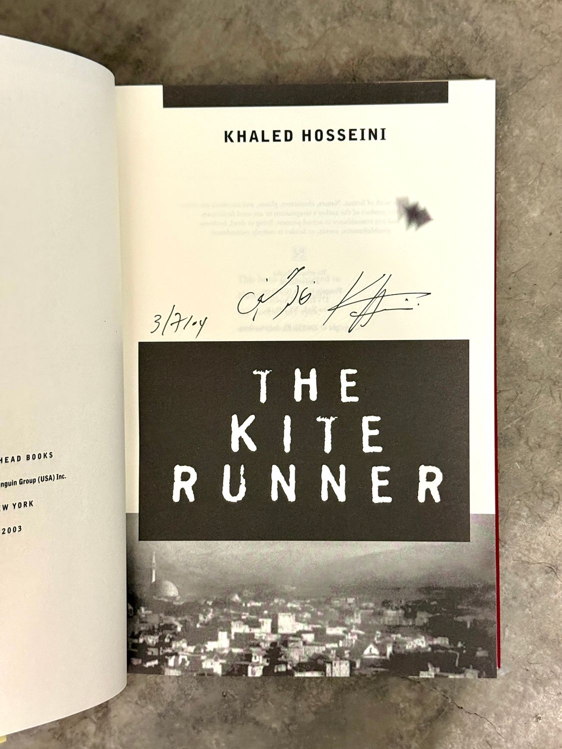 The Kite Runner by Khaled Hosseini (Signed &amp; Dated, Seventh Printing, 2003)