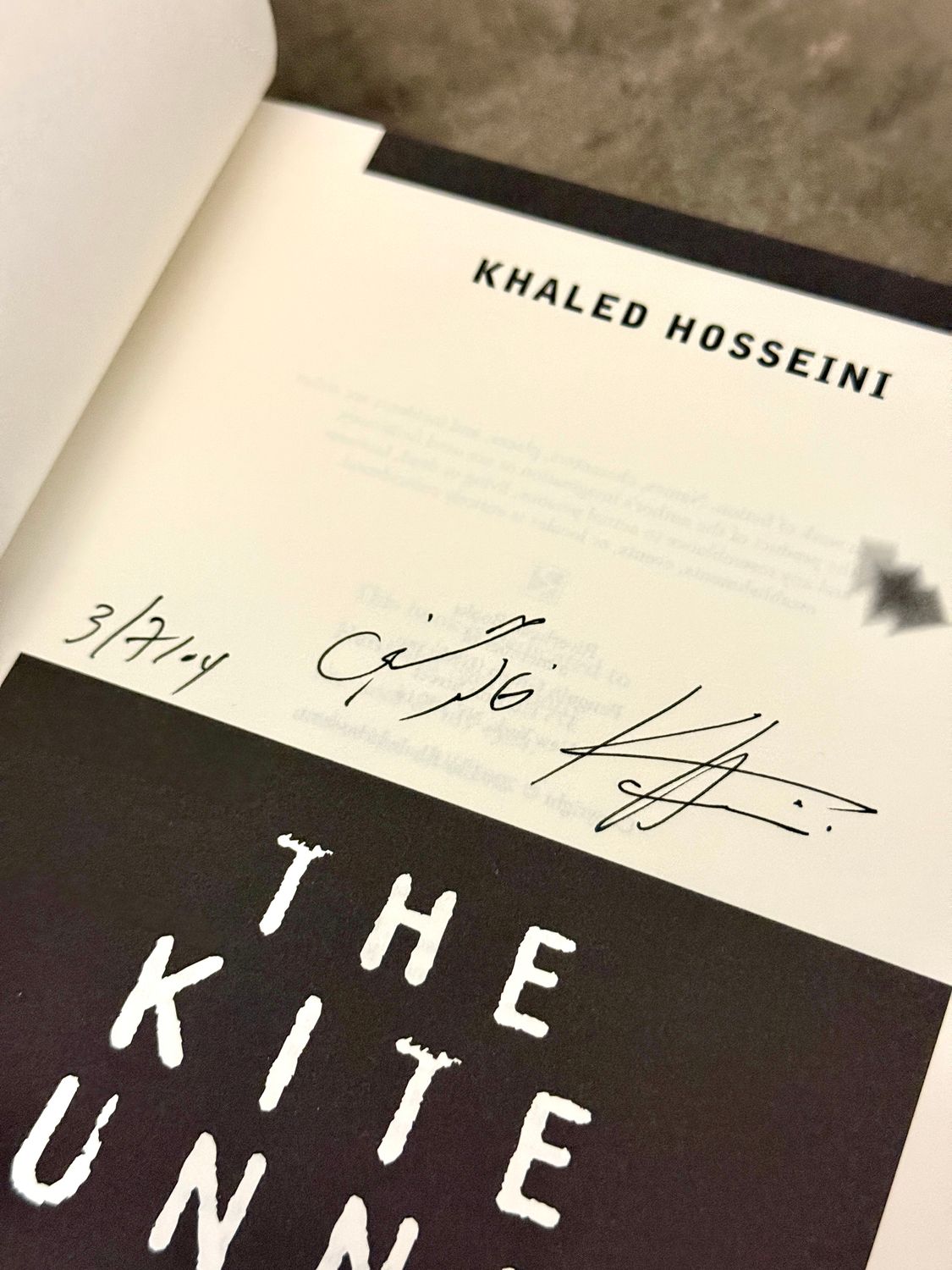 The Kite Runner by Khaled Hosseini (Signed &amp; Dated, Seventh Printing, 2003)