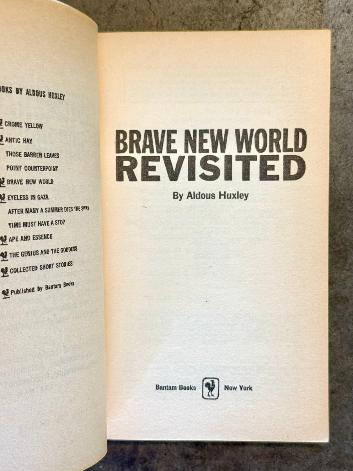 Brave New World Revisited by Aldous Huxley (Bantam F2124 Mass Market Paperback, 8th Printing, 1960s)