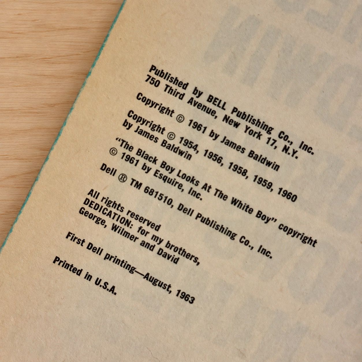 Nobody Knows My Name: More Notes of a Native Son by James Baldwin (First Dell Printing, Mass Market Paperback, 1963)