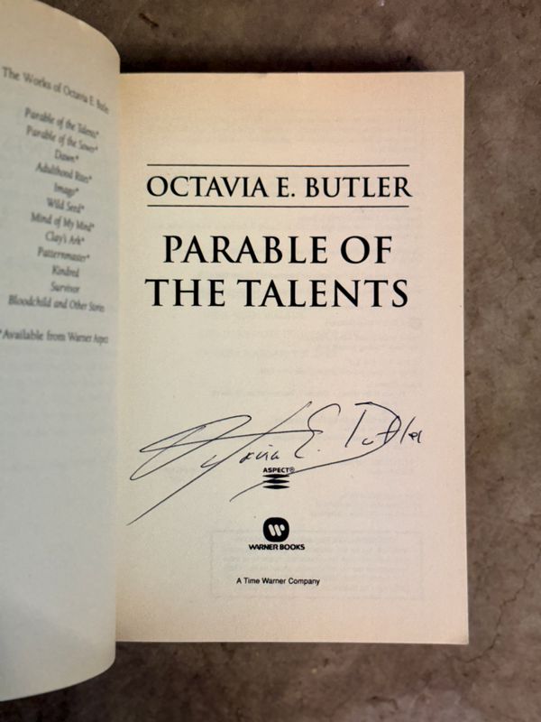 Parable of the Talents by Octavia E. Butler (Signed Warner Books Trade Paperback, 2nd Printing, 2000)