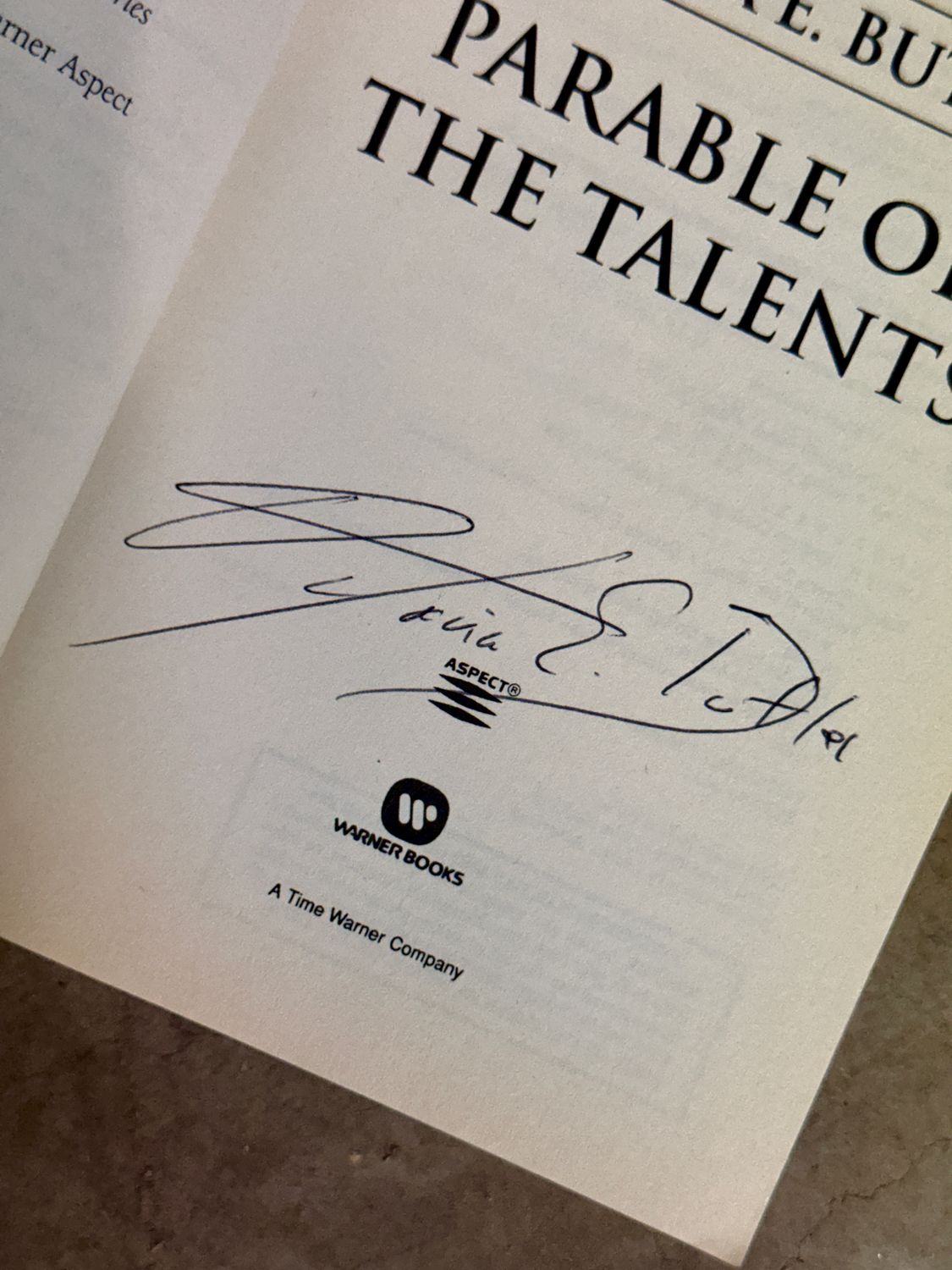 Parable of the Talents by Octavia E. Butler (Signed Warner Books Trade Paperback, 2nd Printing, 2000)