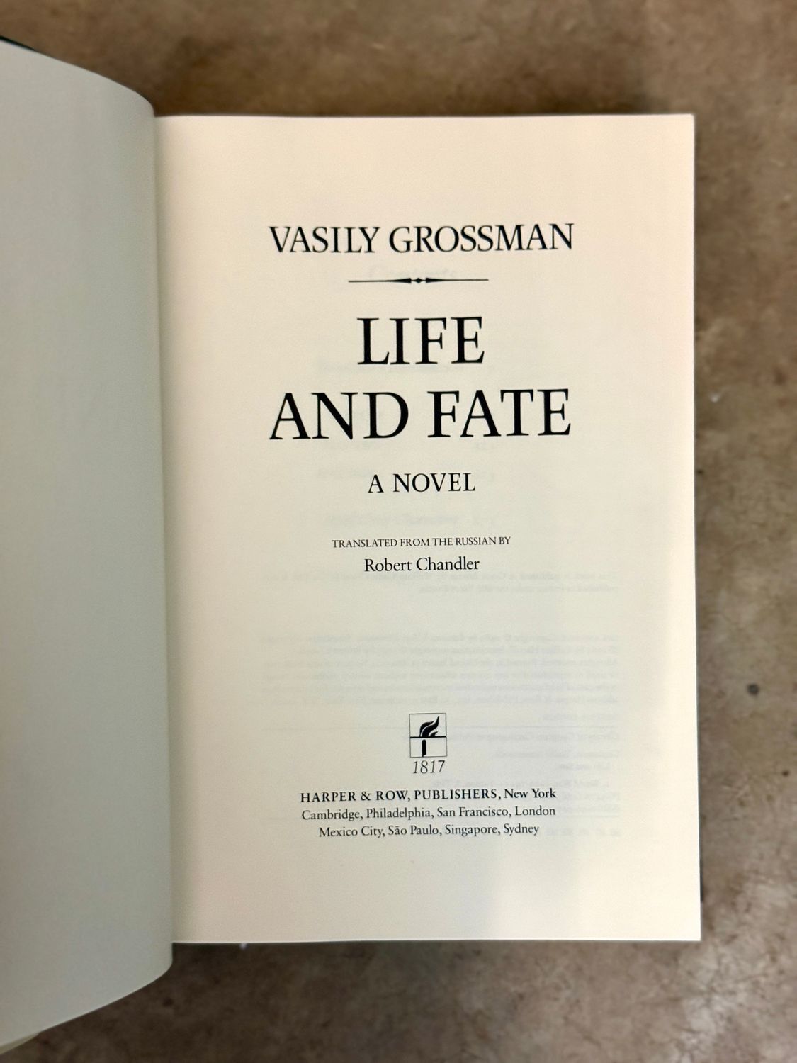 Life and Fate by Vasily Grossman (First U.S. Edition, First Printing, 1986 Hardcover)