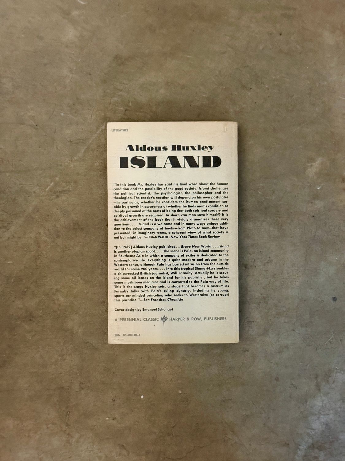 Island by Aldous Huxley (1972 First Perennial Classic Edition, Vintage Mass-Market Paperback)
