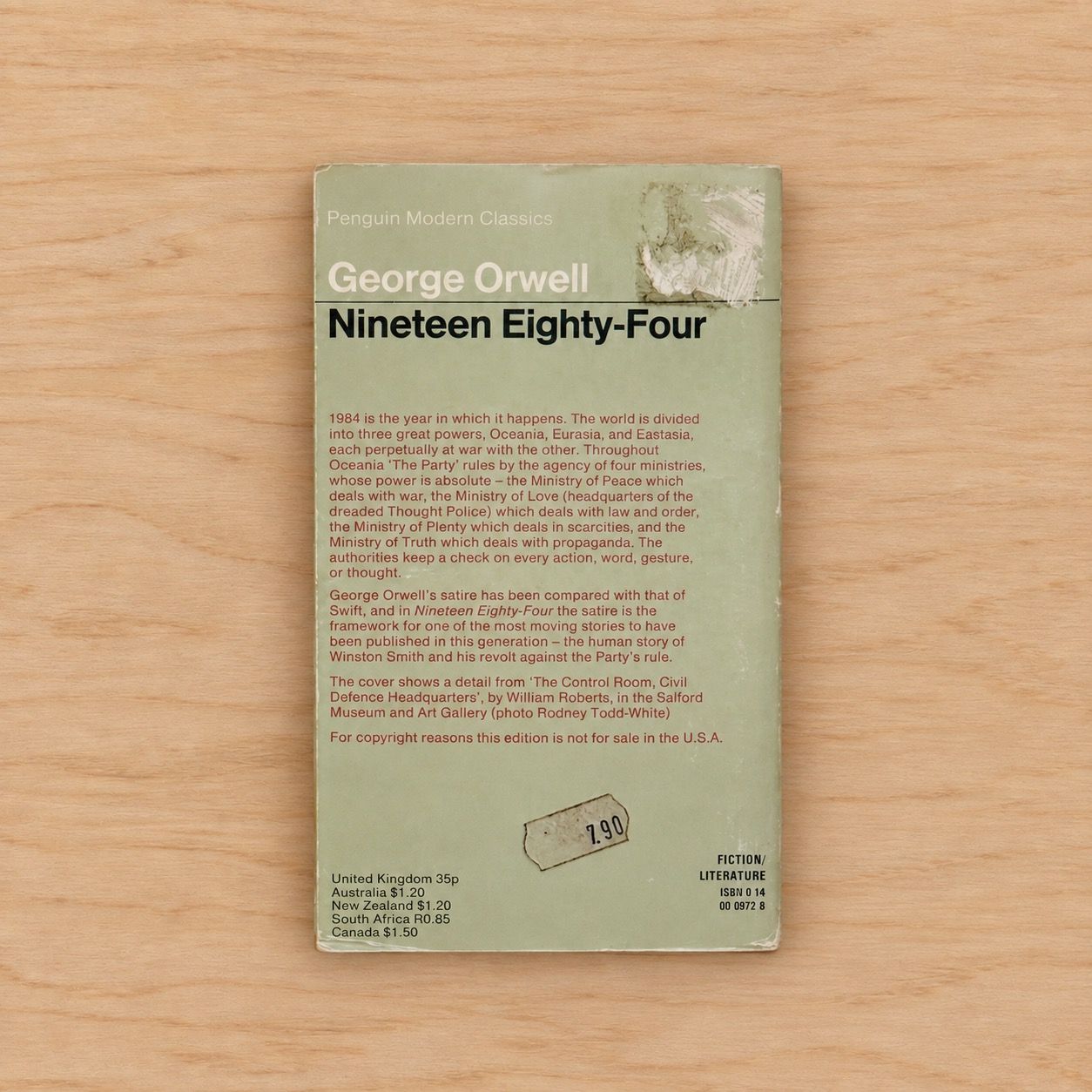 Nineteen Eighty-Four by George Orwell (1972 Penguin Modern Classics Paperback, William Roberts Cover)