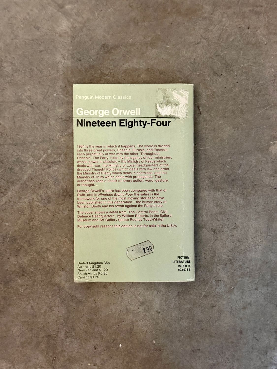 Nineteen Eighty-Four by George Orwell (1972 Penguin Modern Classics Paperback, William Roberts Cover)