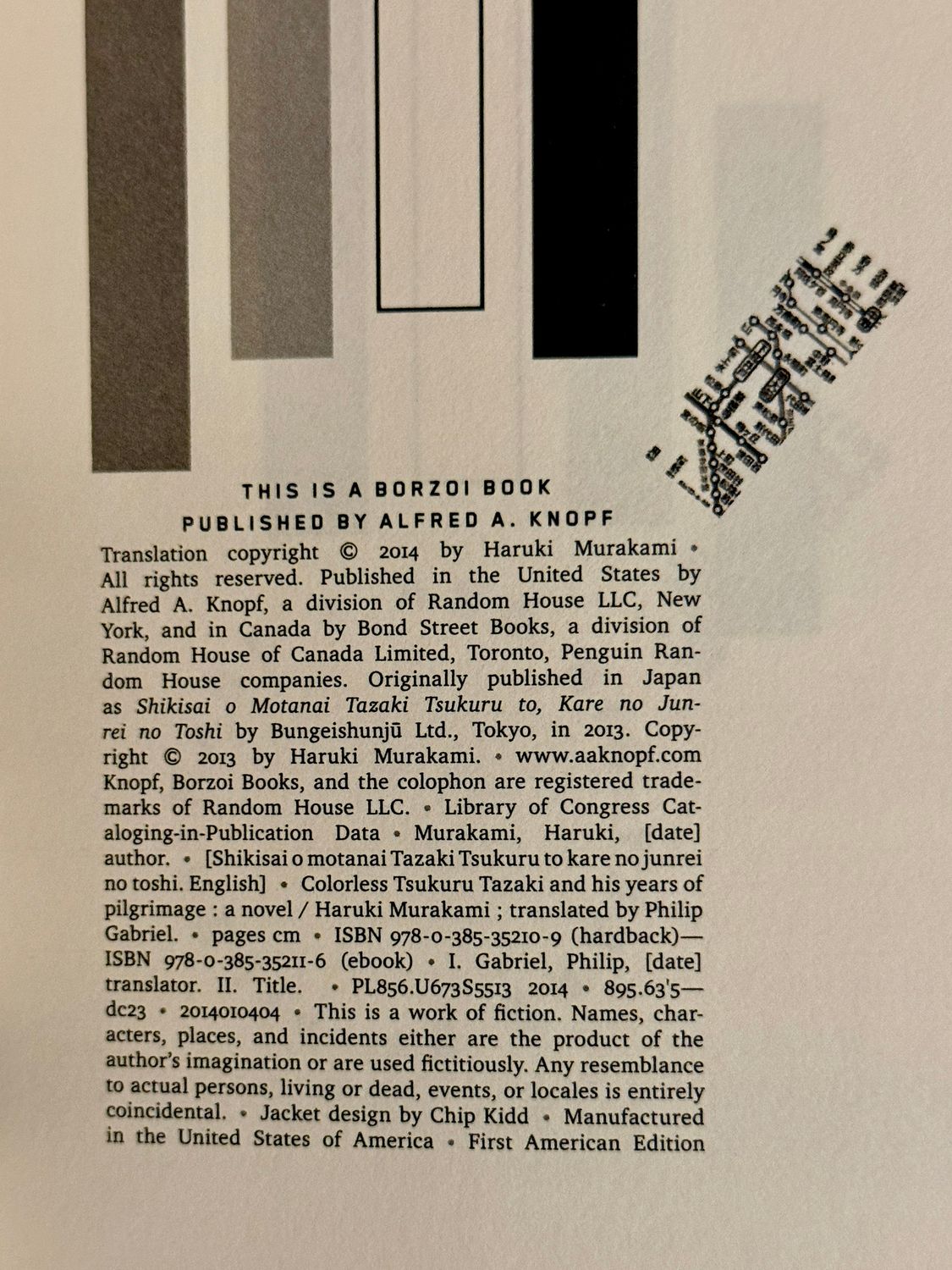 Colorless Tsukuru Tazaki and His Years of Pilgrimage by Haruki Murakami (Signed First American Edition, Knopf, 2014)