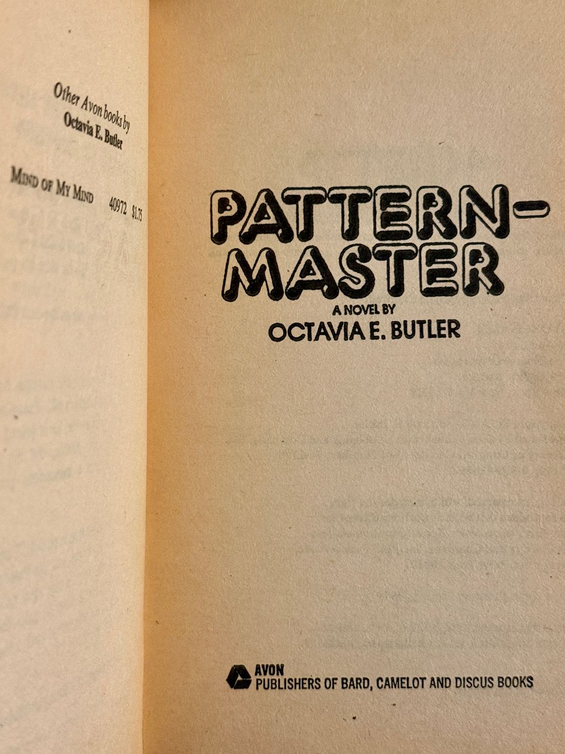 Patternmaster by Octavia E. Butler (First Avon Paperback Printing, 1979, Vintage Mass-Market)