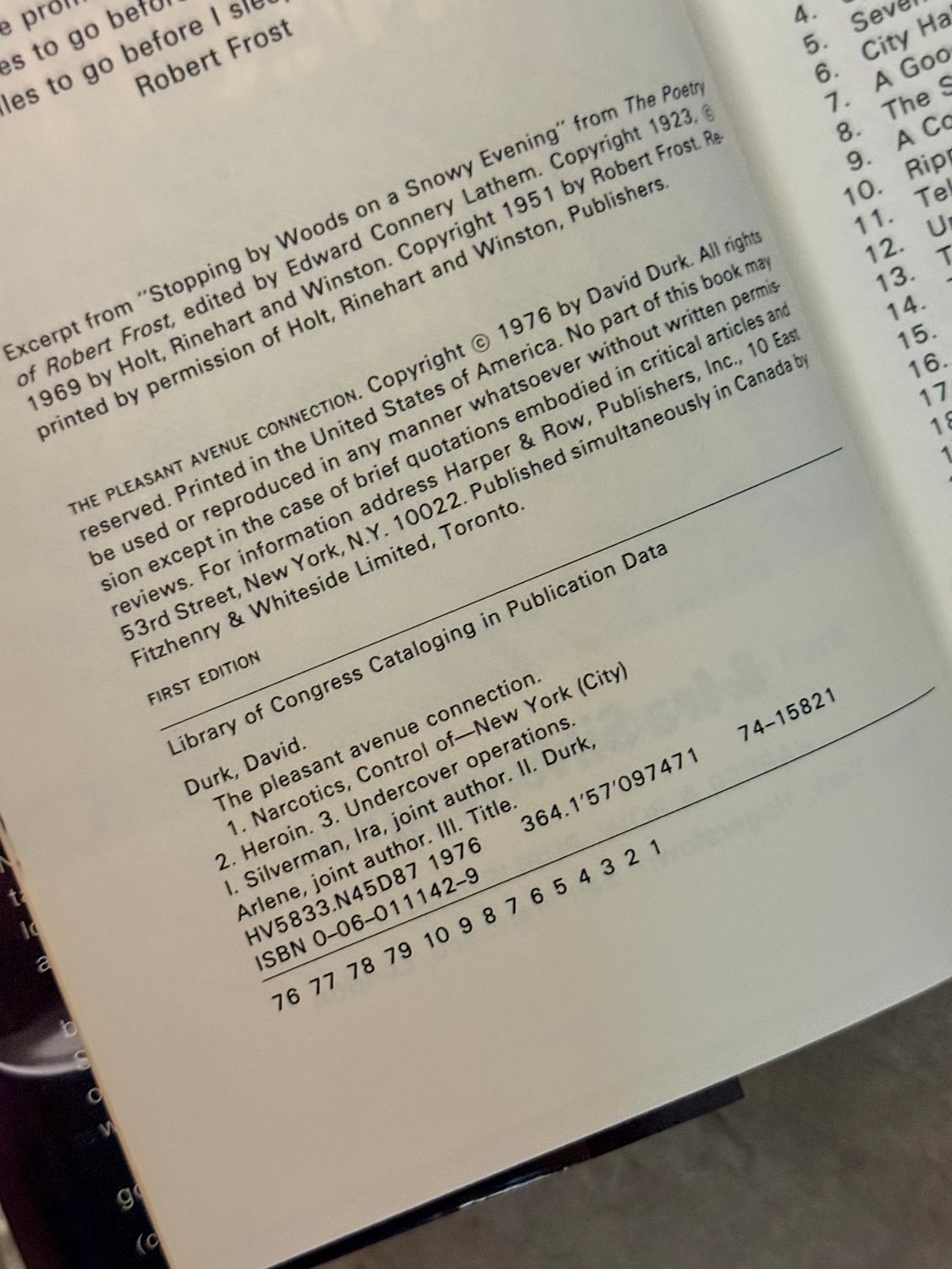 The Pleasant Avenue Connection by David Durk &amp; Ira Silverman (First Edition, First Printing, 1976 Hardcover)