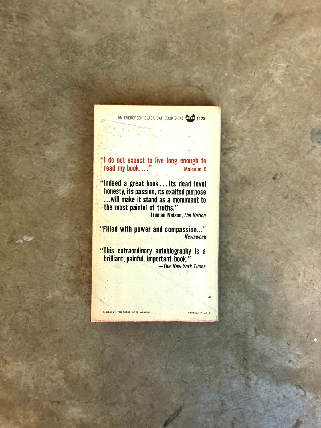 The Autobiography of Malcolm X as Told to Alex Haley (Grove Press / Evergreen Black Cat, 1966 Mass Market Paperback)