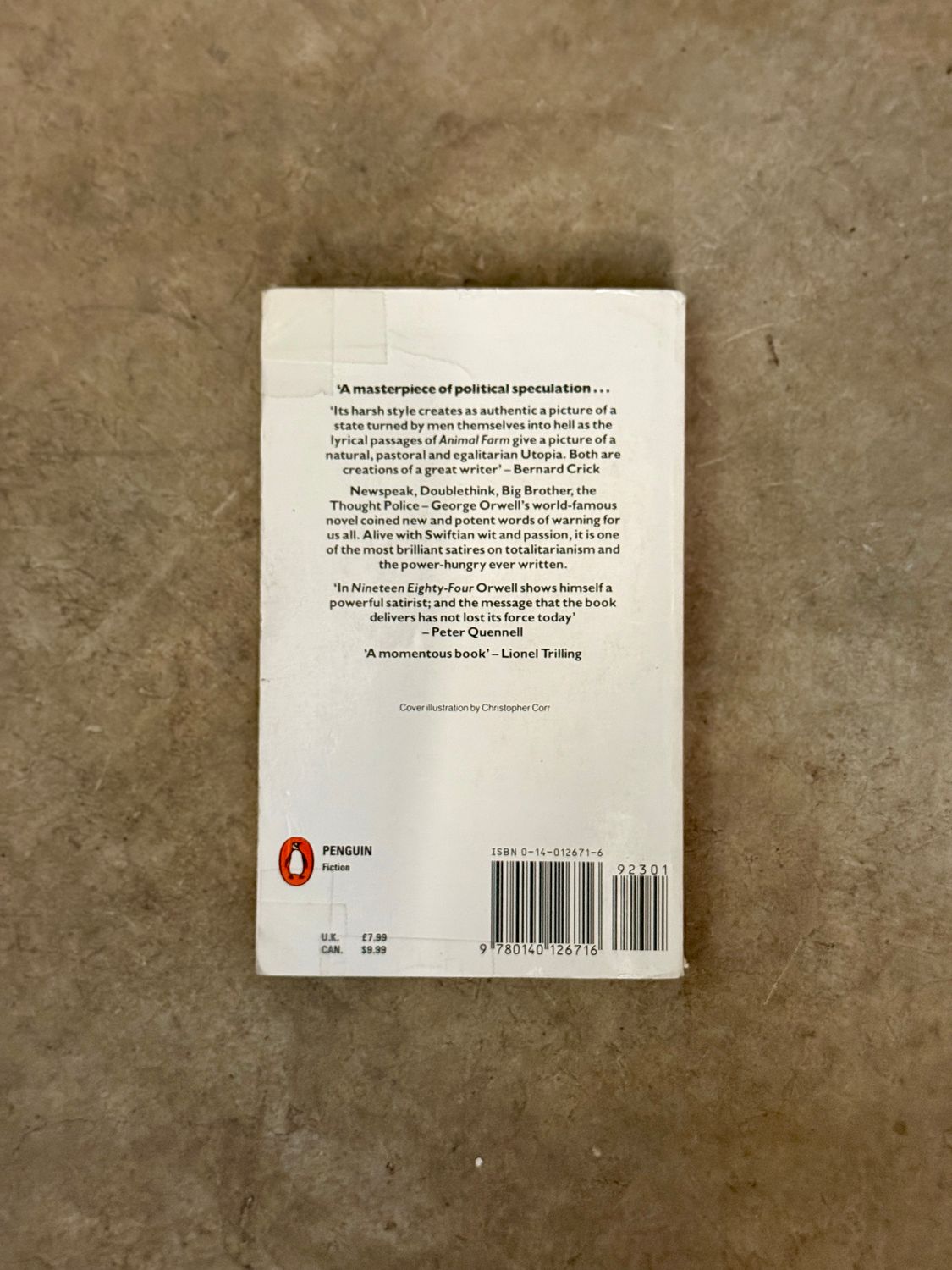 Nineteen Eighty-Four by George Orwell  (Penguin Books, 1990 Reprint, Christopher Corr Cover)