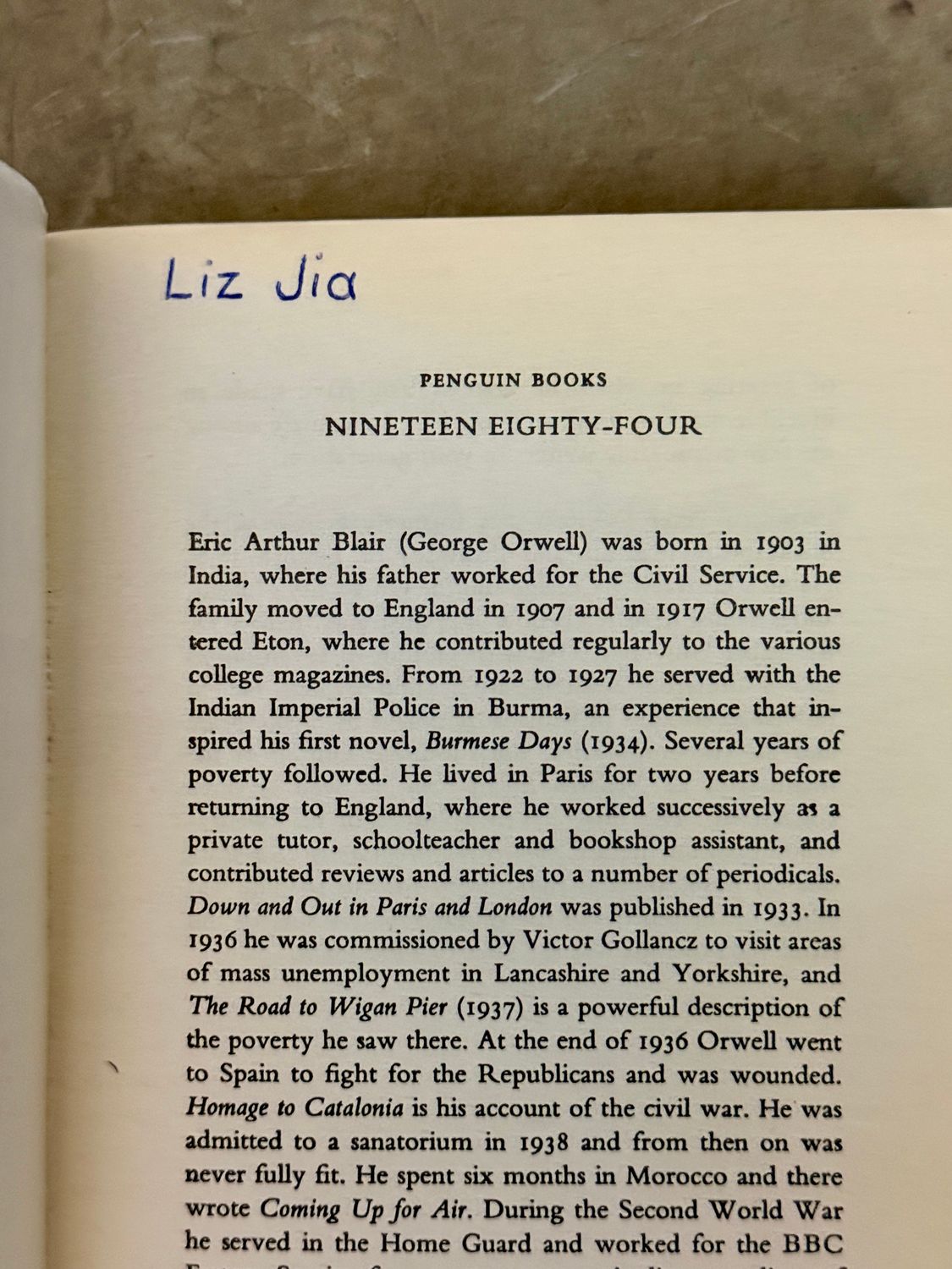 Nineteen Eighty-Four by George Orwell  (Penguin Books, 1990 Reprint, Christopher Corr Cover)