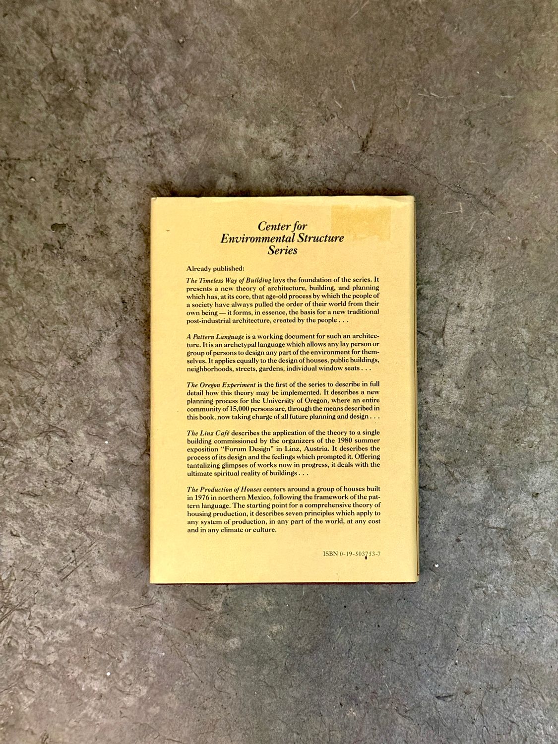 A New Theory of Urban Design by Christopher Alexander, Hajo Neis, Artemis Anninou &amp; Ingrid King (First Edition, First Printing, 1987 Hardcover)