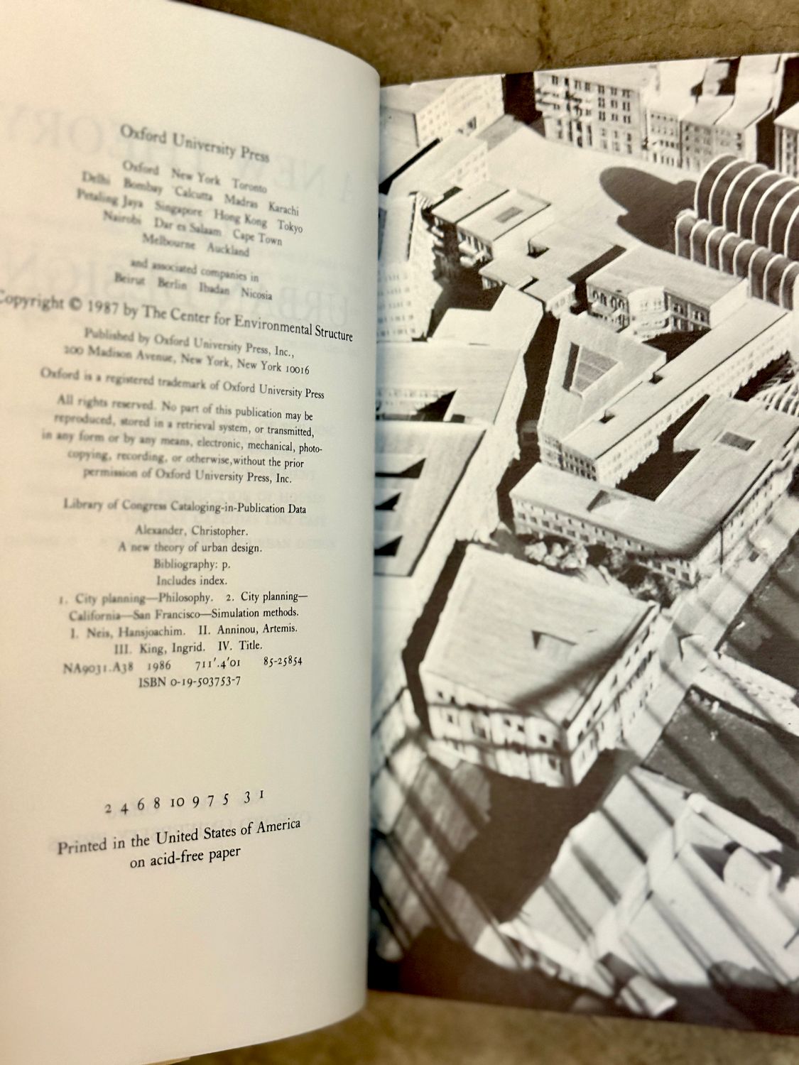 A New Theory of Urban Design by Christopher Alexander, Hajo Neis, Artemis Anninou &amp; Ingrid King (First Edition, First Printing, 1987 Hardcover)