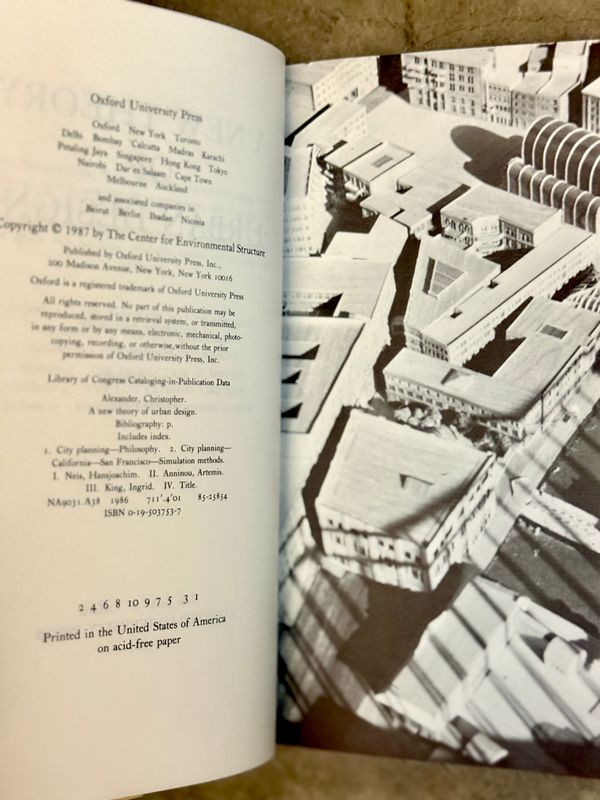 A New Theory of Urban Design by Christopher Alexander, Hajo Neis, Artemis Anninou &amp; Ingrid King (First Edition, First Printing, 1987 Hardcover)