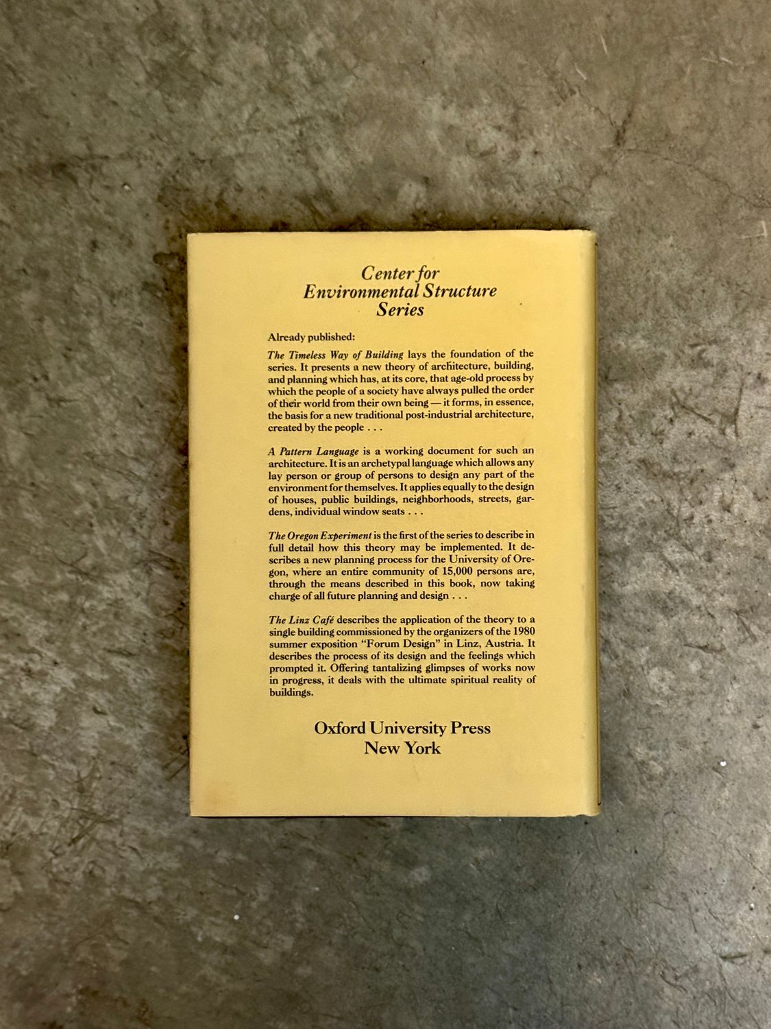 The Production of Houses by Christopher Alexander (First Edition, First Printing, 1985 Hardcover)
