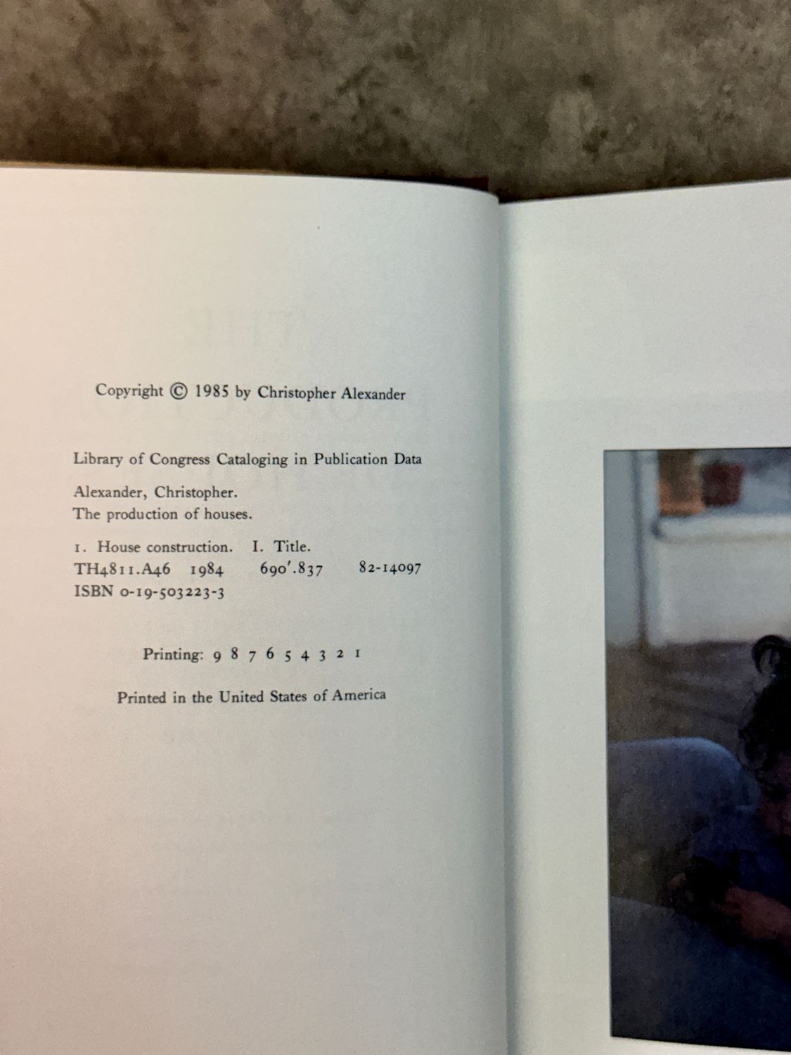 The Production of Houses by Christopher Alexander (First Edition, First Printing, 1985 Hardcover)