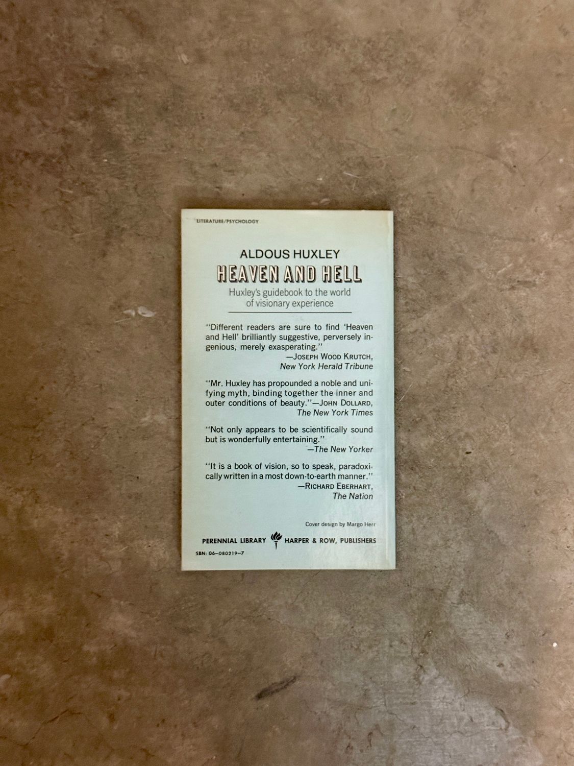 Heaven and Hell by Aldous Huxley (First Perennial Library Edition, 1971, Mass Market Paperback)