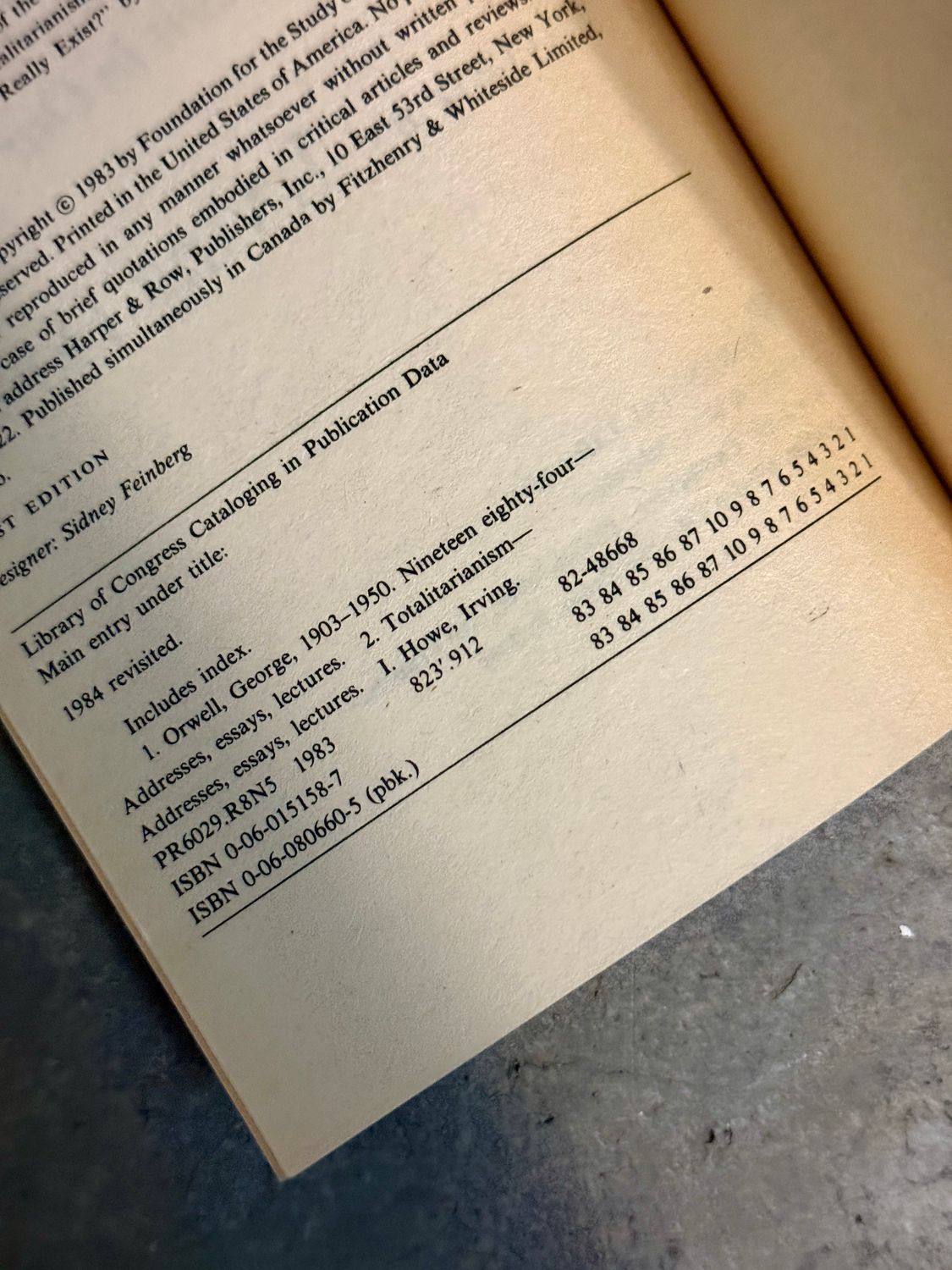 1984 Revisited: Totalitarianism in Our Century — Edited by Irving Howe  (First Edition, 1983 Perennial Library Paperback)