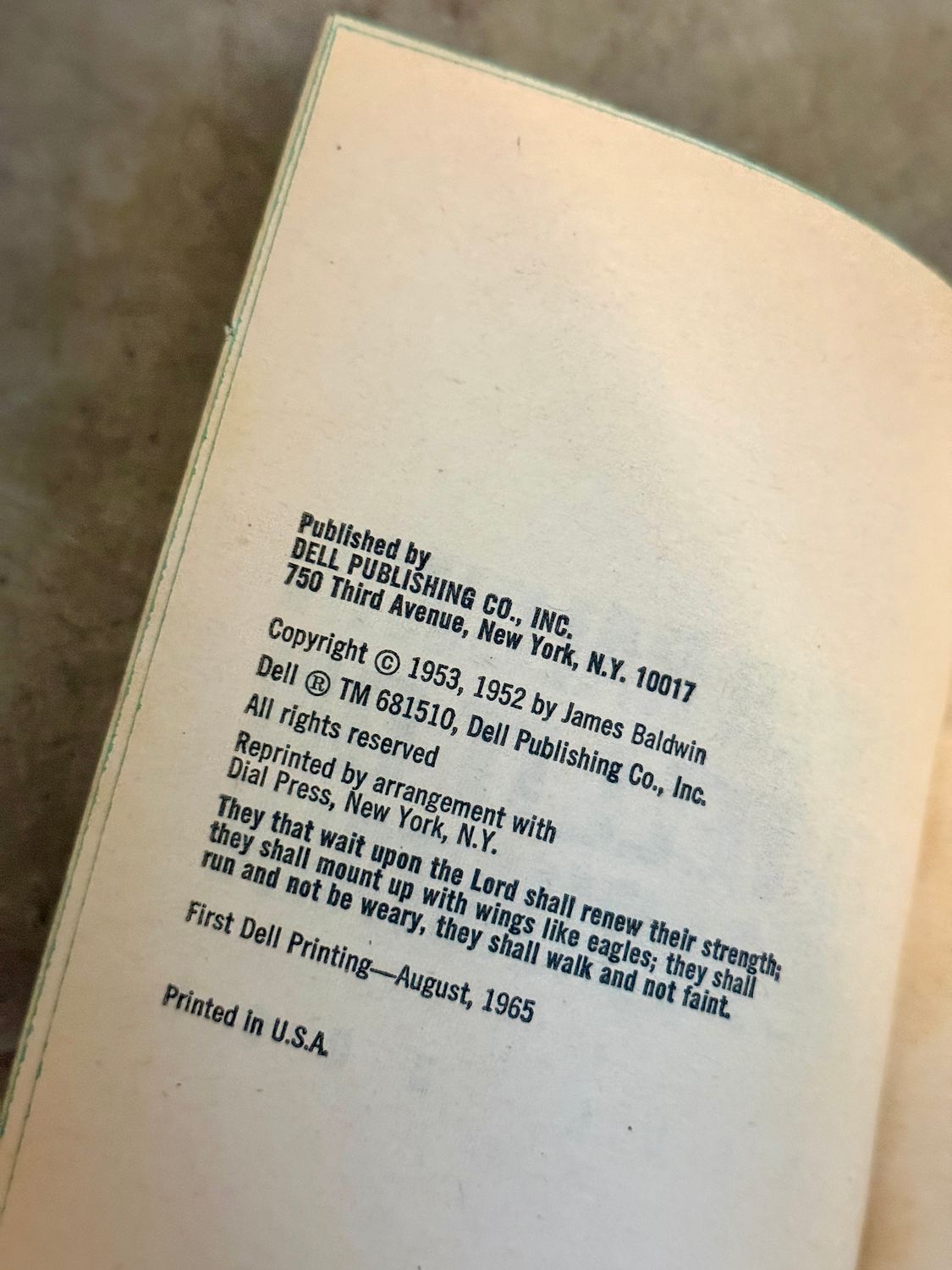 Go Tell It on the Mountain by James Baldwin (First Dell Printing, 1965 Vintage Mass Market)