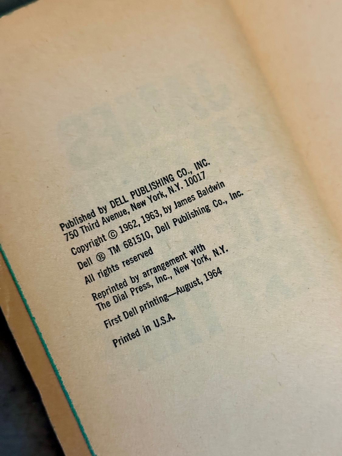The Fire Next Time by James Baldwin (First Dell Paperback Printing, 1964)
