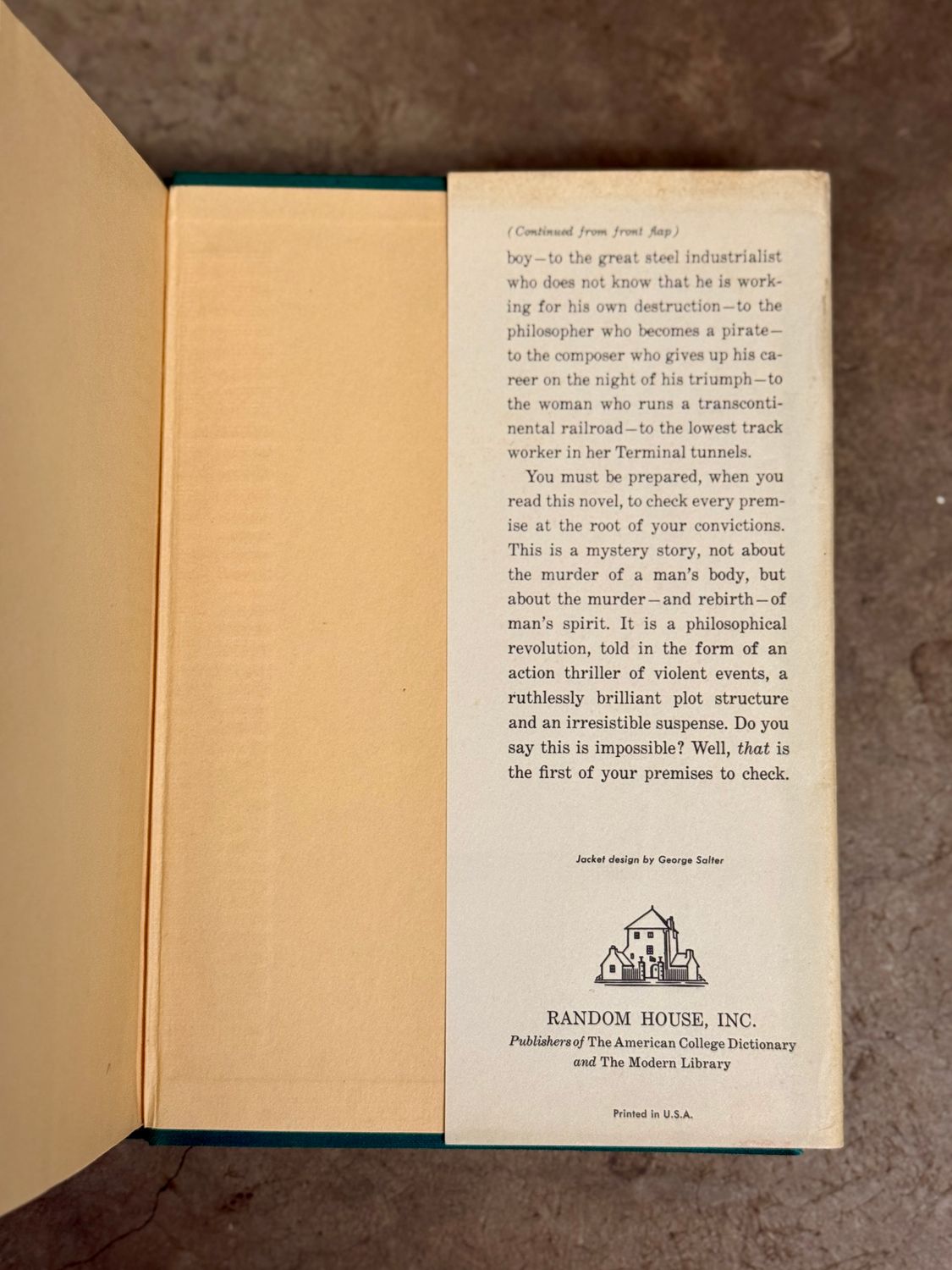 Atlas Shrugged by Ayn Rand (1957 Random House, Second Printing)