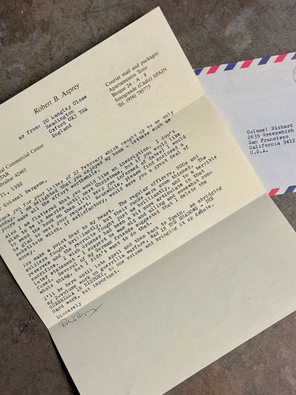 The German High Command at War by Robert B. Asprey (1991 First Edition, Author-Inscribed Association Copy to Col. Richard W. Bergson, with Two Signed Letters &amp; Original Correspondence)