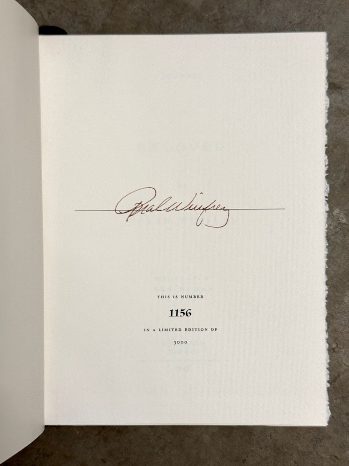 Journey to Beloved by Oprah Winfrey (Signed Limited Edition, No. 1156 of 3000, 1998)