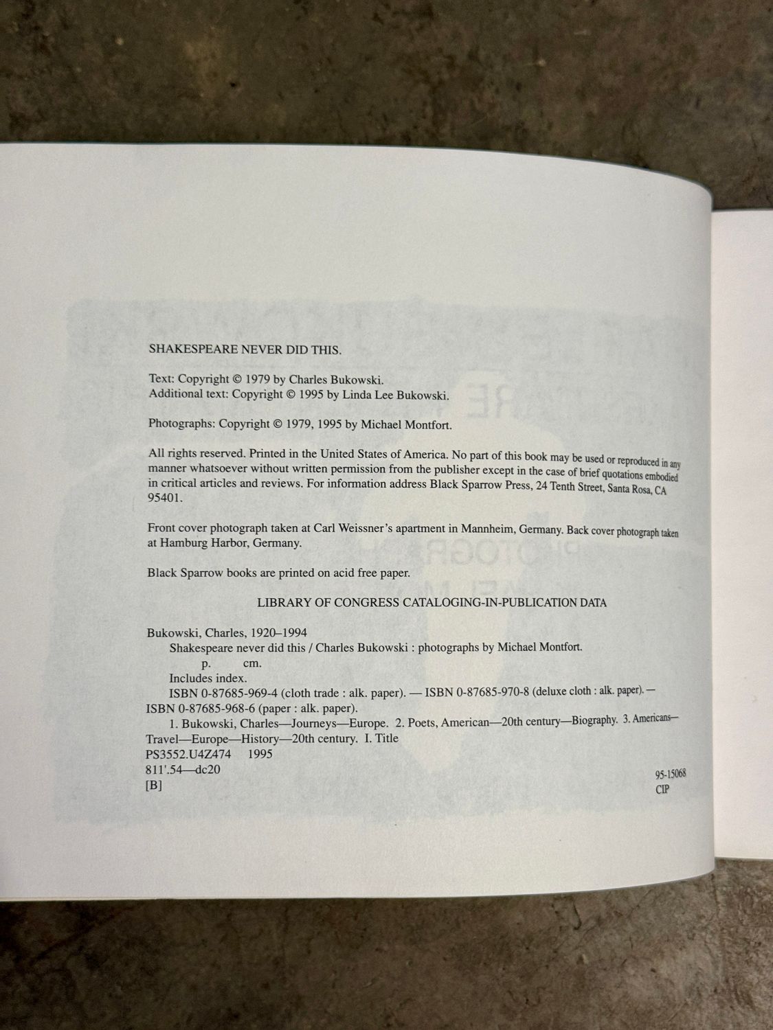 Shakespeare Never Did This by Charles Bukowski (Black Sparrow Press, 1995 Expanded Edition)