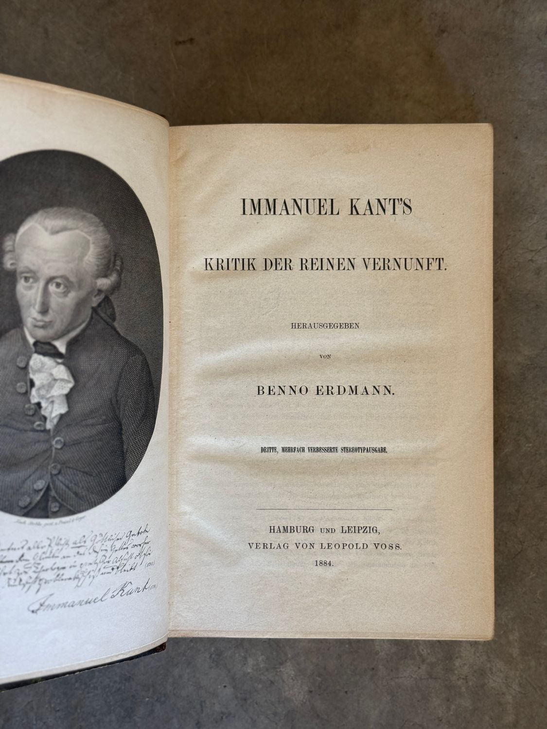 Immanuel Kant’s Kritik der reinen Vernunft (1884 Third Revised Stereotype Edition, Benno Erdmann)