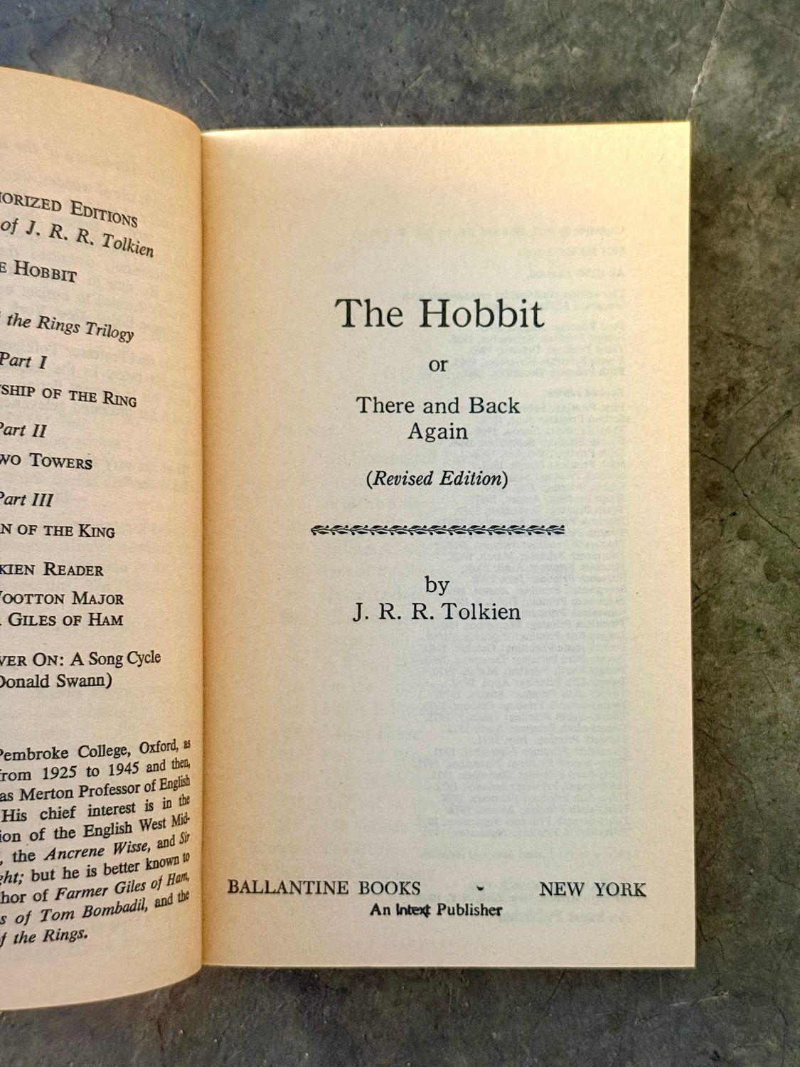 The Hobbit by J.R.R. Tolkien (Ballantine Authorized Edition, 38th Printing, 1972)