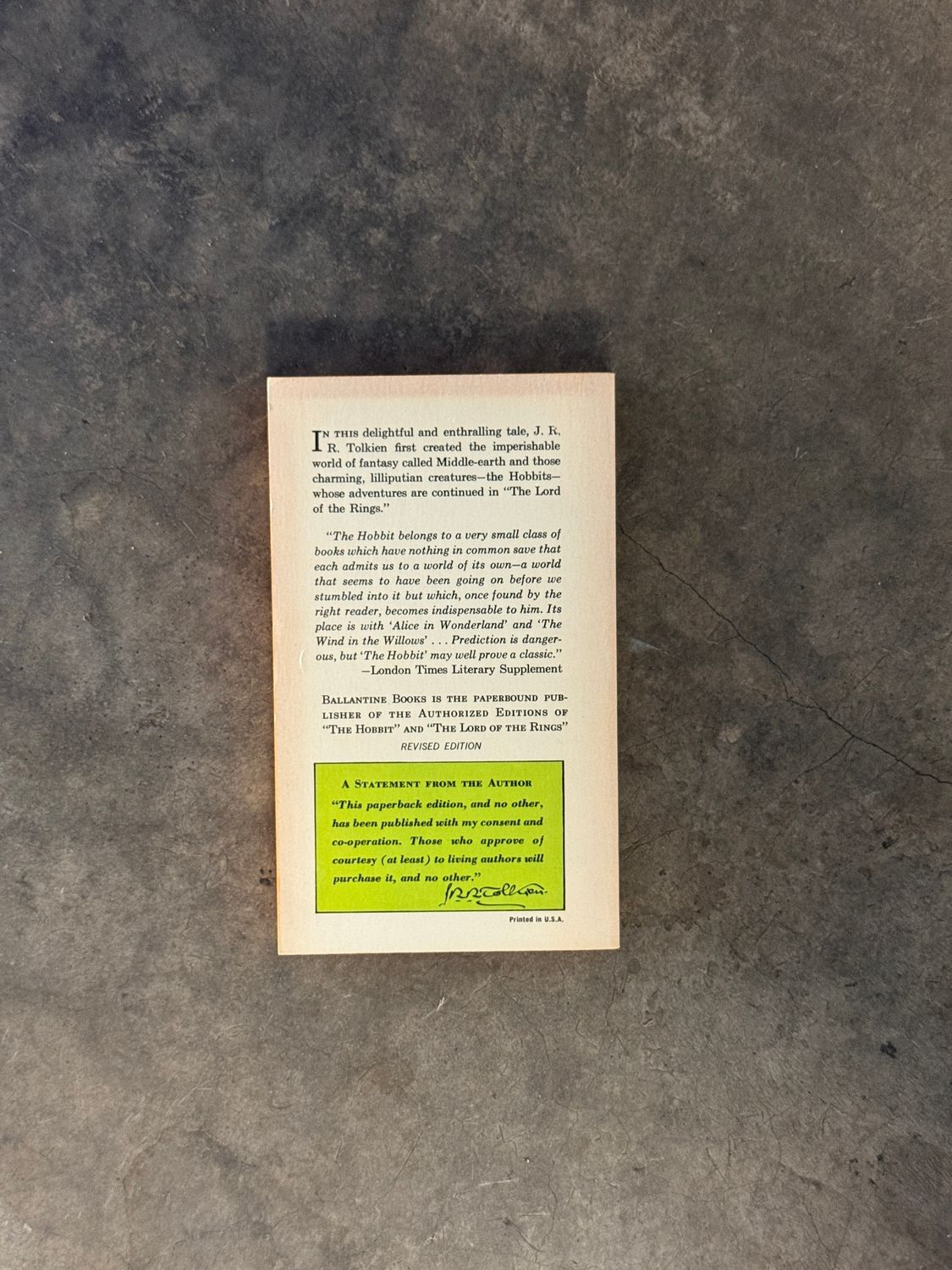 The Hobbit by J.R.R. Tolkien (Ballantine Authorized Edition, 38th Printing, 1972)