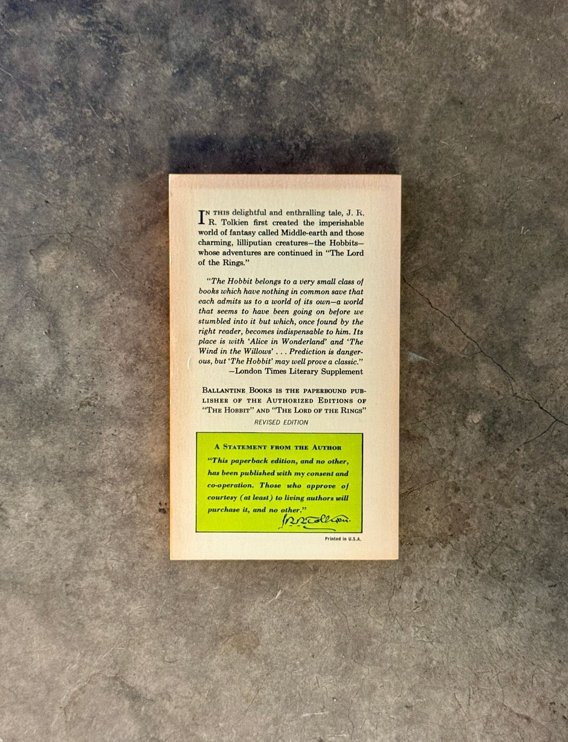 The Hobbit by J.R.R. Tolkien (Ballantine Authorized Edition, 38th Printing, 1972)