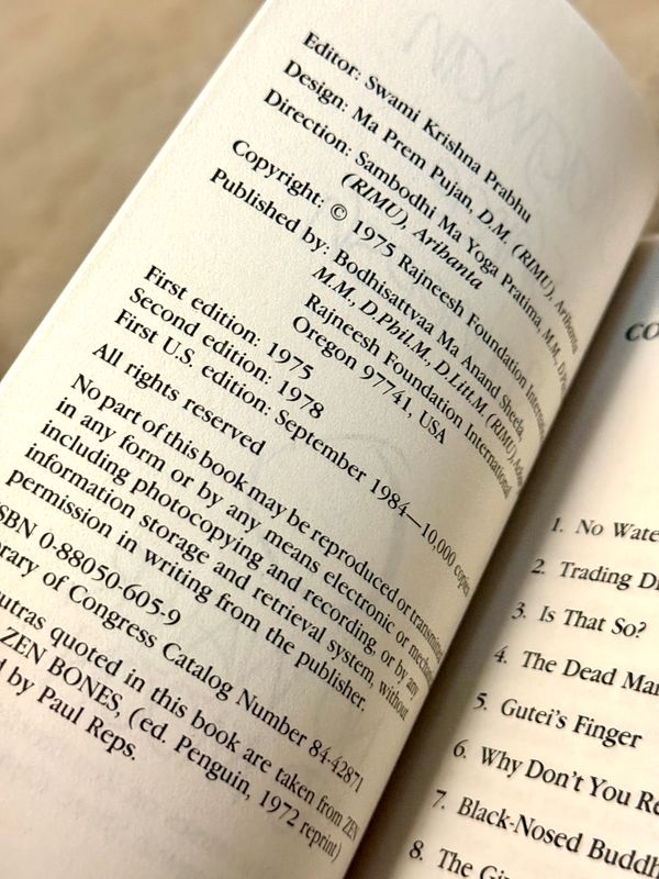 No Water, No Moon: Talks on Zen Storiesy by Bhagwan Shree Rajneesh (First U.S. Edition, 1984)