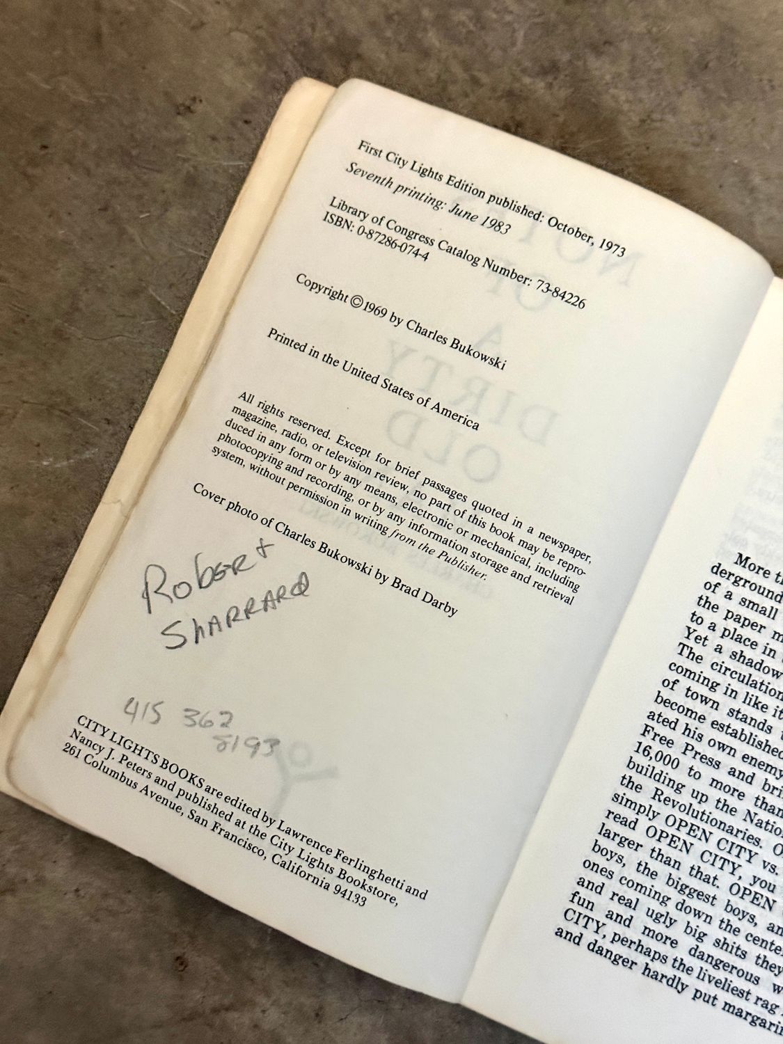 Notes of a Dirty Old Man by Charles Bukowski (City Lights, 7th Printing, 1983)