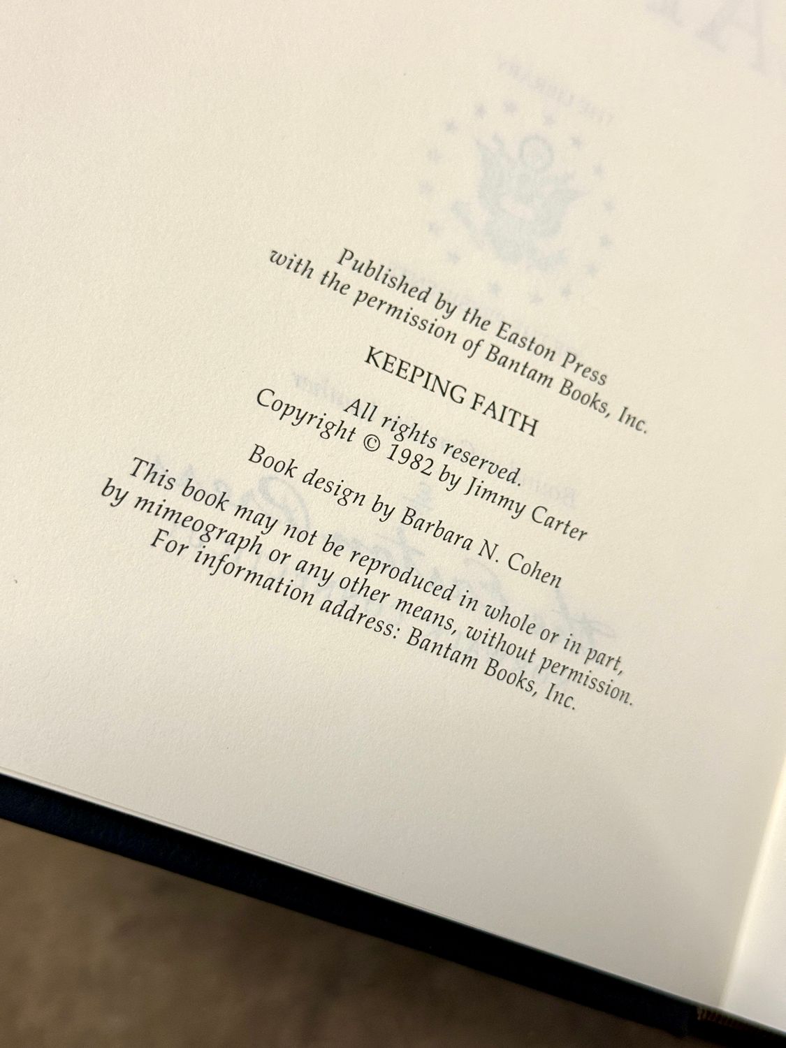 Keeping Faith: Memoirs of a President by Jimmy Carter (Signed Easton Press Collector’s Edition)