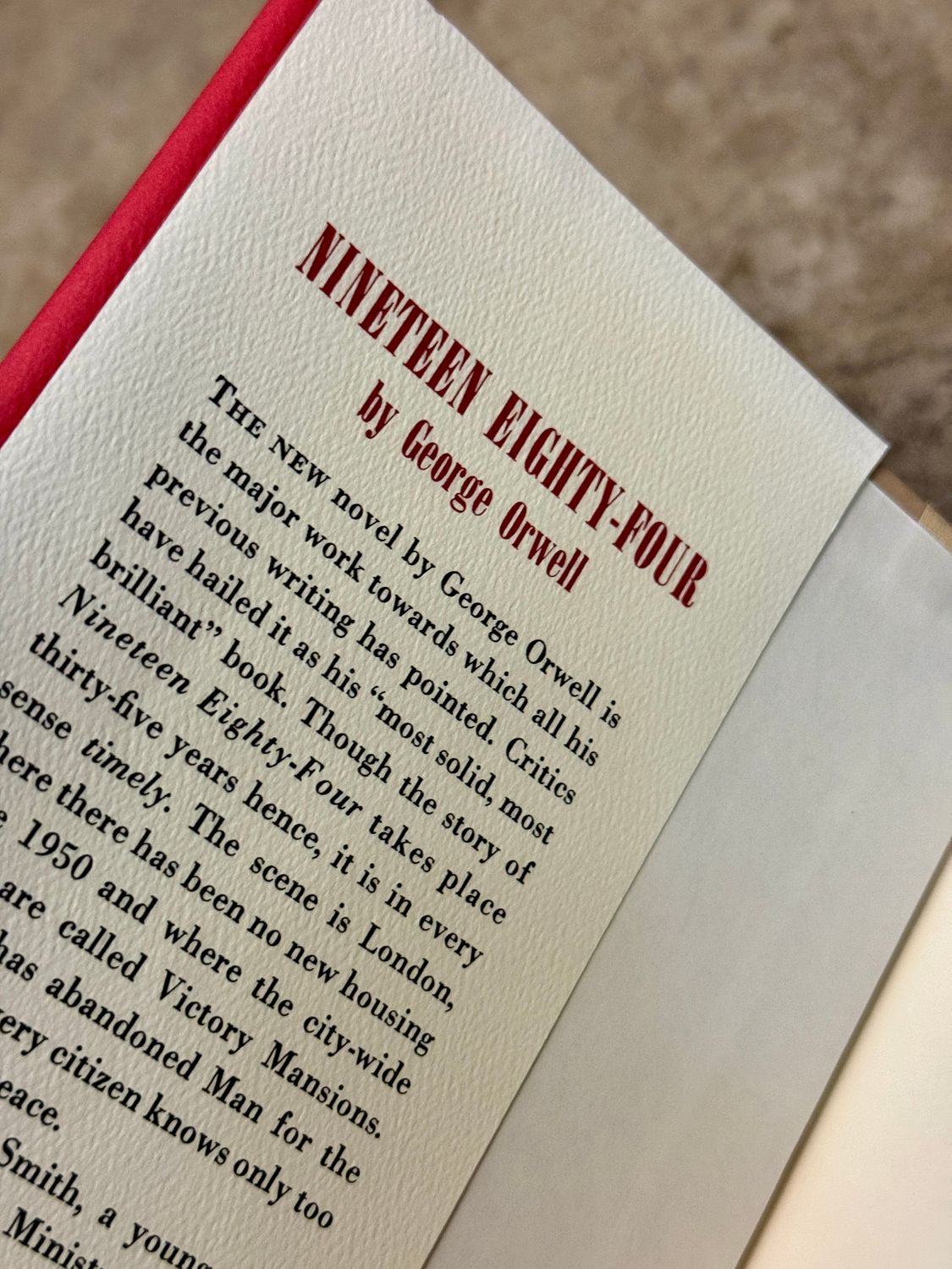 Nineteen Eighty-Four by George Orwell (1949 First American Edition Facsimile Hardcover)