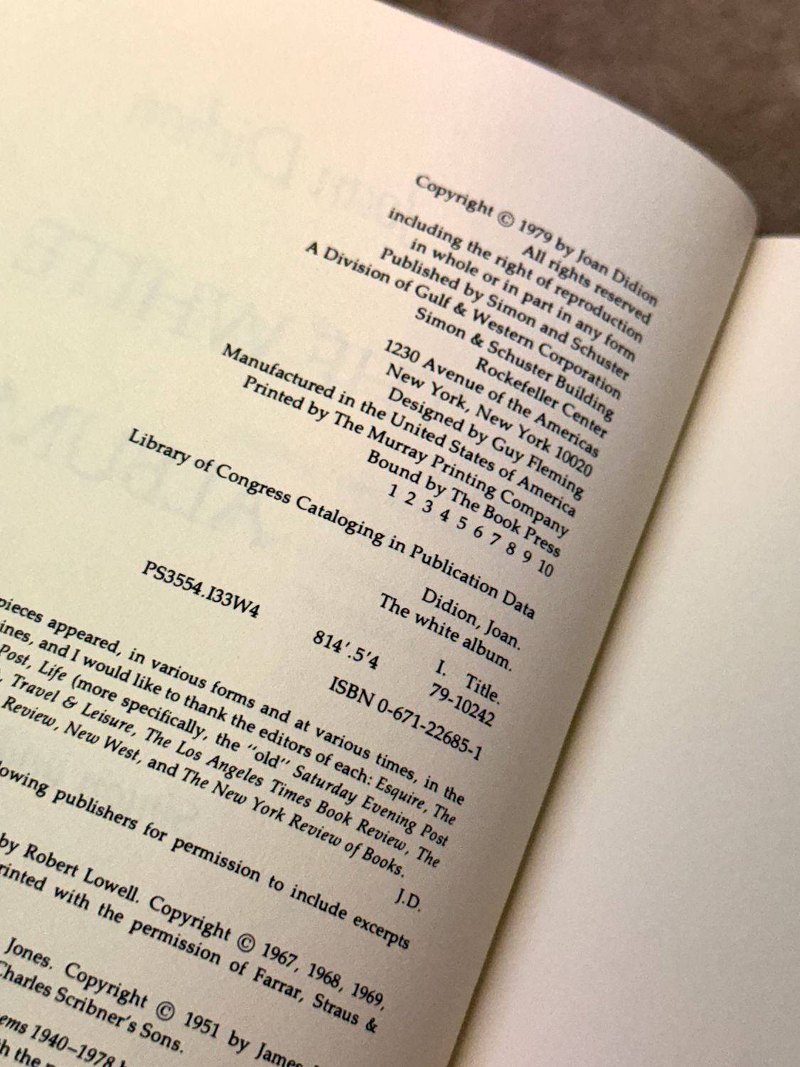 The White Album by Joan Didion (First Edition, First Printing, 1979)